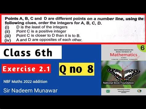 Class 6 Exercise 2 1 Q No 8 NBF Maths Ex 2 1 Different Points On Number