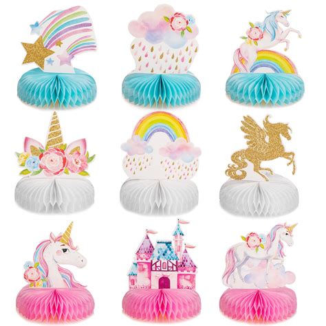 Snapklik Pieces Unicorn Rainbow Honeycomb Centerpiece For Table