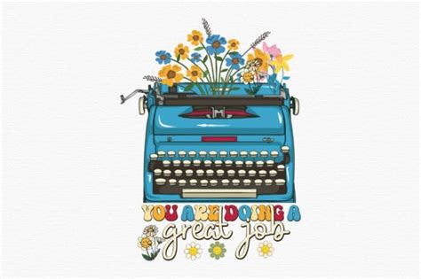 Typewriter Vintage Flower Sublimation Graphic By Sublimation Studio