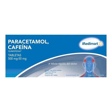 Paracetamol Cafeína Medimart 500 Mg 50 Mg 20 Tabletas Walmart