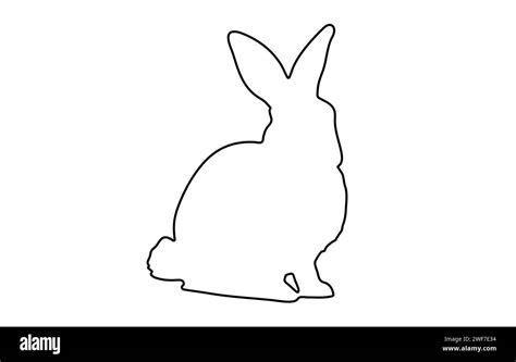 Rabbit Outline Easter Bunny Isolated On A White Background A Simple