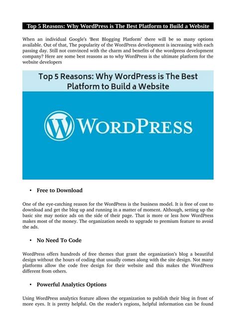 Top 5 Reasons Why Wordpress Is The Best Platform To Build A Website