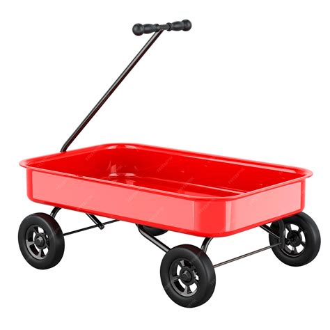 Premium Photo Classic Red Wagon Kids Toy Wagon 3d Rendering