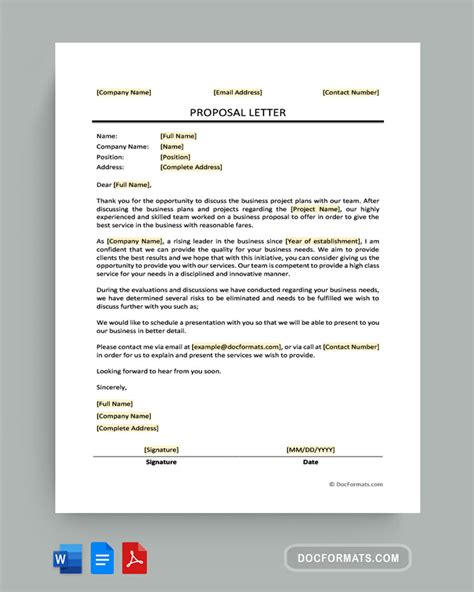 Free Proposal Letter Template Word PDF Google Docs