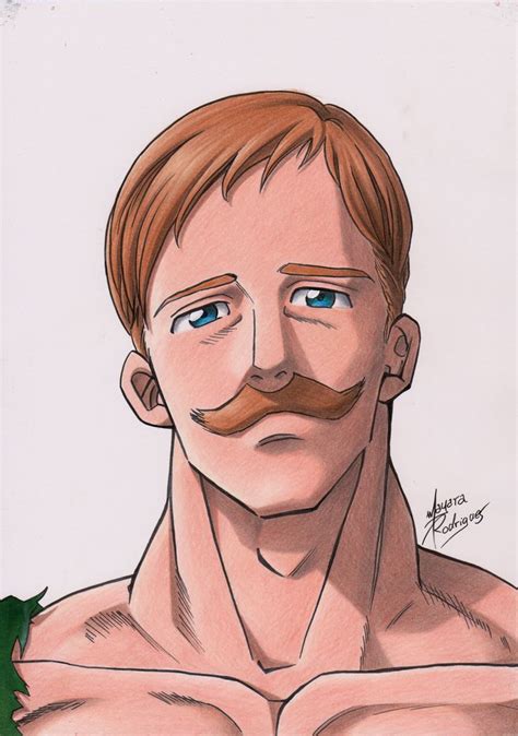 A Drawing Of A Man With Blue Eyes And A Moustache On His Face