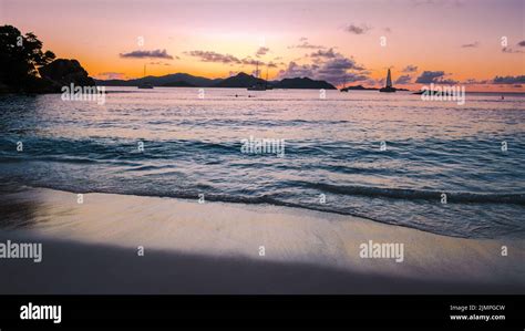 Anse Patates Beach La Digue Island Seyshelles White Beach With Blue