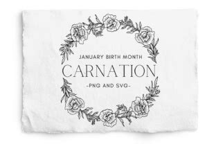 Carnation January Birth Month SVG Frame Graphic By GaborStudioDesign