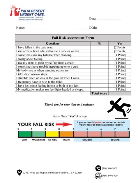 Fillable Online Fall Risk Assessment Form Fax Email Print Pdffiller