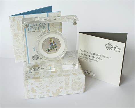 Beatrix Potter Peter Rabbit Colour P Silver Proof Coin Acrylic