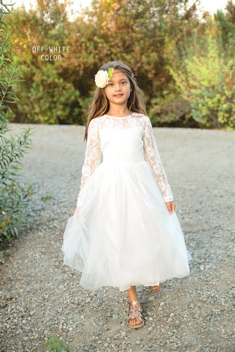 Long Sleeve Flower Girl Dress Bohemian Boho Flower Girl Etsy