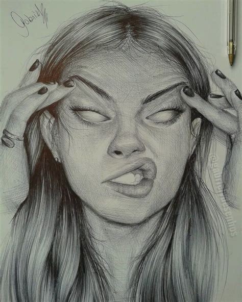 Expressions In Ballpoint Pen Portraits Pencil Art Drawings Gcse Art