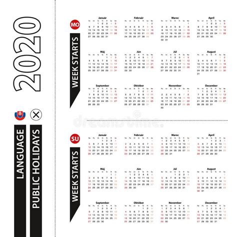 Slovak Calendar 2021 With Numbers In Circles, Week Starts On Sunday. 2021 With Flag Of Slovakia ...