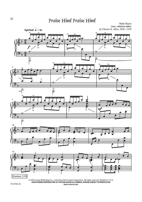 Praise Him! Praise Him!" Sheet Music for Piano Solo - Sheet Music Now