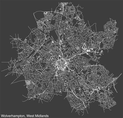 Street Roads Map Of The Metropolitan Borough And City Of Wolverhampton