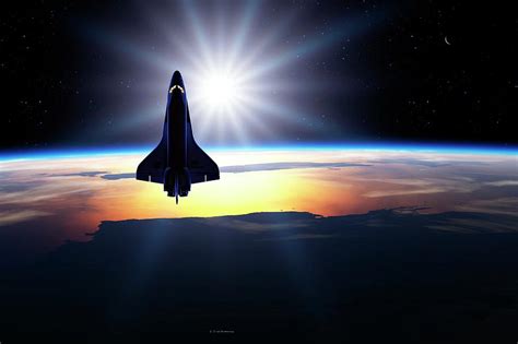 Space Shuttle In Orbit 1 By Detlev Van Ravenswaay