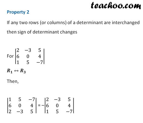 Properties Of Determinants All Properties With Examples Teachoo