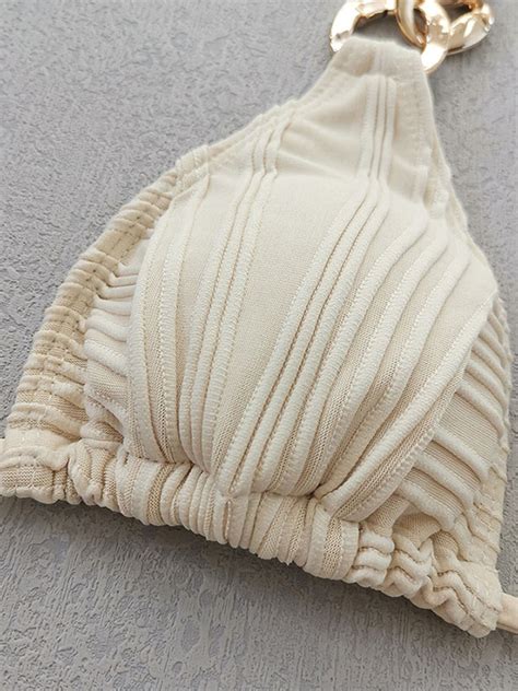 Maillot De Bain Bikini Femme Chaînes Blanches Maillots De Bain Été Plage Milanoo