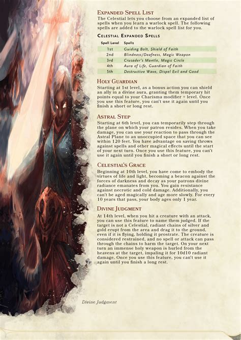 Dnd 5e Homebrew — Celestial Warlock Pact By Brakkis