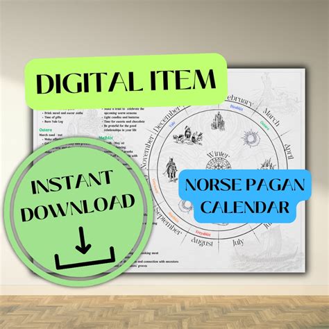 Norse Pagan Calendar Norse Wheel Of Year Print Norse Calendar Etsy