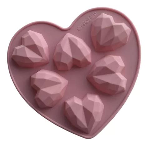 Molde Silicon Corazones Diamante Choco Jabon Fondant Vela Meses