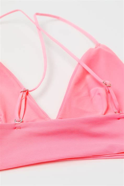 Padded Triangle Bikini Top Neon Pink Ladies Handm Us