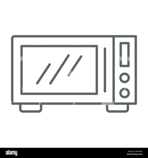 Microwave Thin Line Icon Kitchen Equipment Concept Microwave Oven