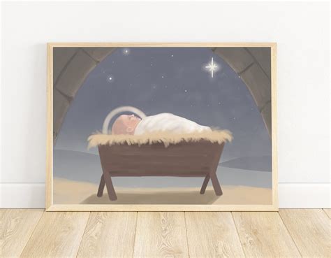 Baby Jesus Painting for Christmas Silent Night Christian - Etsy