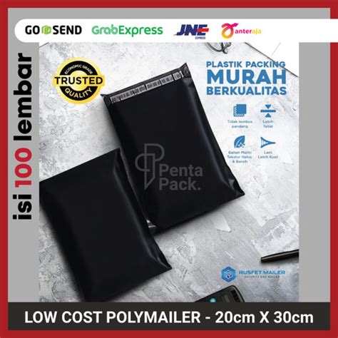 Jual Low Cost Polymailer HITAM Plastik Amplop Packing Lem