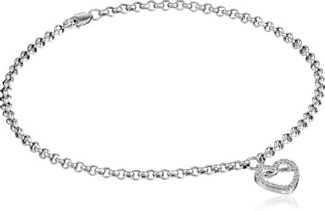 Amazon.com: 14k White Gold and Diamond Ankle Bracelet (1/10 cttw, H-I ...