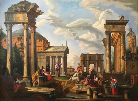 Enormous Italian Classical Roman Ruins Grand Tour Oil Painting At 1stdibs