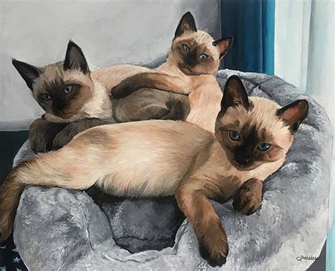 Acrylic Cat Portraits 100 Hand Painted By Real Artists