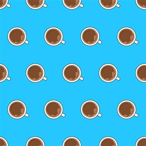 Cup Of Coffee Seamless Pattern On A Blue Background Coffee Top View