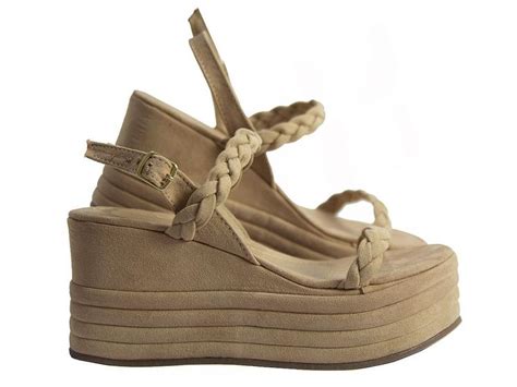 Sandália Anabela Nude Duas Tranças Solado Alto Salook Sandália