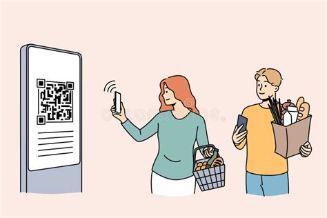 Paiement En Ligne Et Concept De Code Qr Illustration De Vecteur