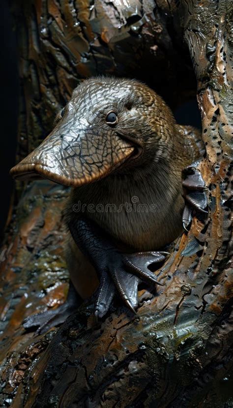 Majestic Platypus In Its Natural Habitat Close Up Shot Of A Unique