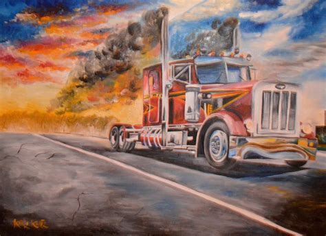 Semi Truck Painting at PaintingValley.com | Explore collection of Semi ...