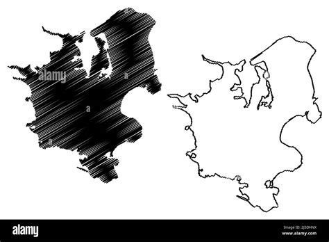 Zealand Island Kingdom Of Denmark Map Vector Illustration Scribble