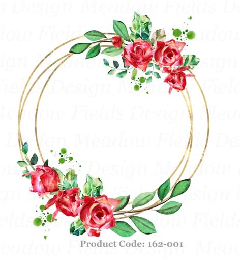 Rosas Rojas En Marco De Oro Png Marco Floral Png Flores Png Etsy M Xico