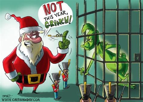 Santa Locks Up Grinch For 2011 Christmas Cartoon Christmas Humor