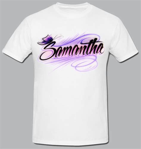 Custom Airbrush Name Design W Butterflies Cute Girl Shirt Etsy