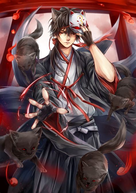 Male Kitsune Black Hair