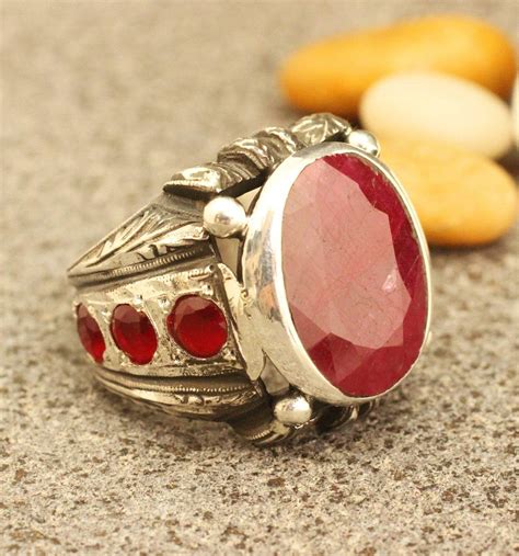 Sterling Silver 925 Ruby Mens Sterling Silver Ring Turkish Handmade Mens Ring Man Ring T