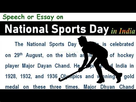 Speech Essay On National Sports Day In English Importance Of