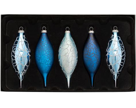 Antarctica Blue Glass Baubles 5 Pack 15 Cm We R Christmas