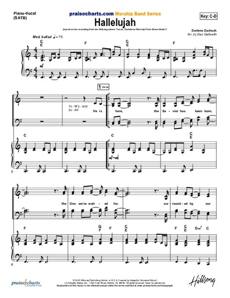 Hallelujah Sheet Music Pdf Hillsong Worship Praisecharts