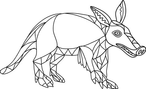 Aardvark Black And White Mono Line Wire Look Stylish Mascot Vector