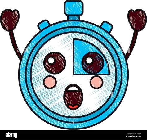 Kawaii Cartoon Clock Alarm Character Stock Vector Image Art Alamy