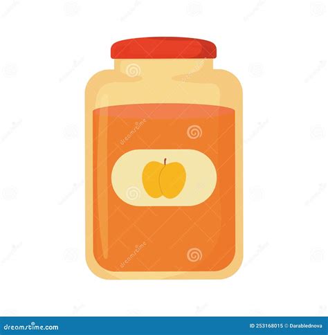 Apricot Or Peach Jam In Jar Illustration Isolated On A White