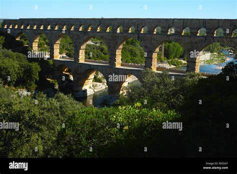 Pont Du Gard Gard Bridge Is An Ancient Roman Aqueduct That Crosses