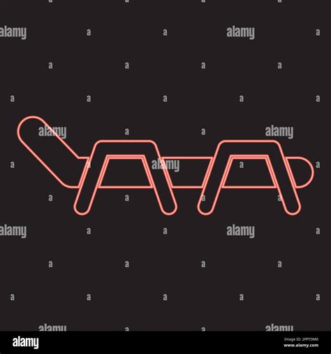 Neon Beach Chair Chaise Longue Beach Bed Red Color Vector Illustration Image Flat Style Stock